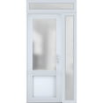 thumbnail image 2 of Front Exterior Prehung Metal-Plastic Door Frosted Glass / Manux 8422 White Silk / Side and Top Window / Office Commercial and Residential Doors Entrance Patio Garage 48" x 96" Left-hand Inswing, 2 of 5