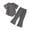 Gray, variant on Jalioing Girls Clothes 2 Piece Outfits Short Sleeve Tops and Ankle Length Pants Set Casual Outfits 3-12 Years