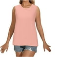 thumbnail image 2 of Sakmal Womens Tank Top Crew Neck Pink Lightweight Solid Tunic Sleeveless Shirts Casual, 2 of 7