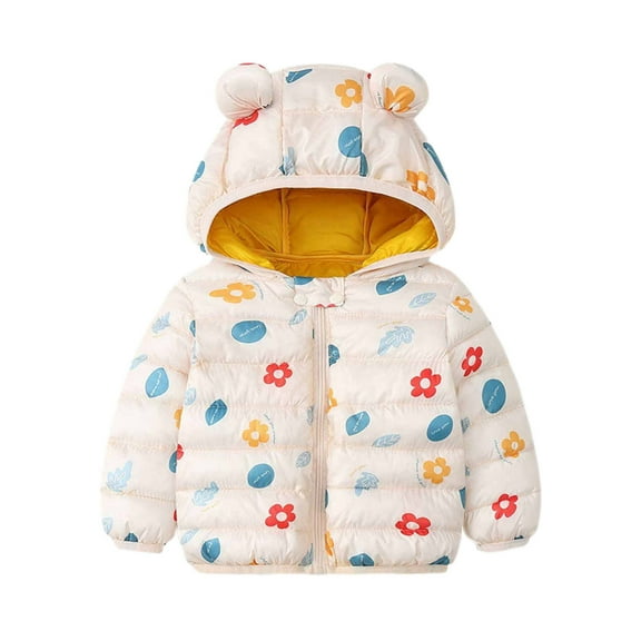 Fesfesfes Hooded Jackets Toddler Baby Boys Girls Autumn Winter Cotton Padded Jacket Zipper Jacket Coat Holiday Saving