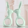 thumbnail image 4 of 2Pcs Matte Bunnies Easter Bunny Figurine Ornaments Ceramic Rabbit Egg Crafts for Home Decor and Seasonal Decoration，Green Pink ﻿, 4 of 4