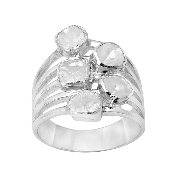 Mooneye 1.00 CTW Natural Diamond Polki Multi Band Ring 925 Sterling Silver Women Wedding Jewelry