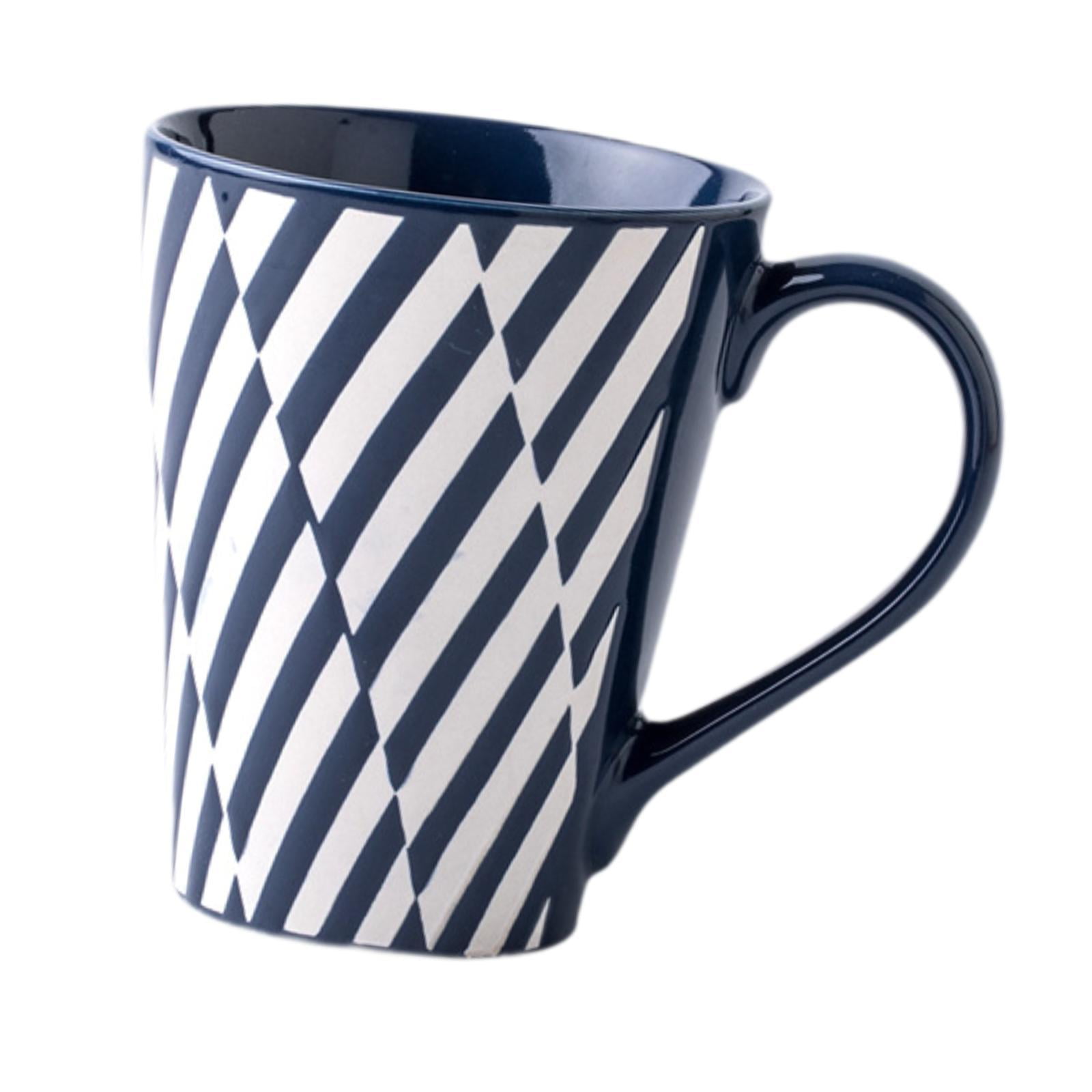 TISHITA Coffee Cup Hot Chocolate Mug, 450ml Embossed Espresso Mug Cappuccino Cup Porcelain Mug for Yogurt Milk Coffee Breakfast Water zebra crossing