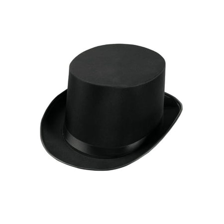 FM63835 Morris Costumes Top Hat Satin Adult Black ,One Size Black