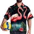 thumbnail image 4 of Flamingo Tropical Rainforest Men's Short Sleeve Beach Shirts Hawaiian Button Down Casual Summer Printed Unisex Top, 4 of 6