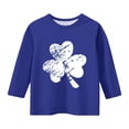 thumbnail image 2 of T-Shirt Fille Fête de la Saint-Patrick, Mignon T-Shirt Graphique à Manches 3/4 Col Rond avec Imprimé Irlandais, Hauts Décontractés Printemps Été pour Vacances, Fête d'Anniversaire et Usage Quotidien Bleu 130, 2 of 5
