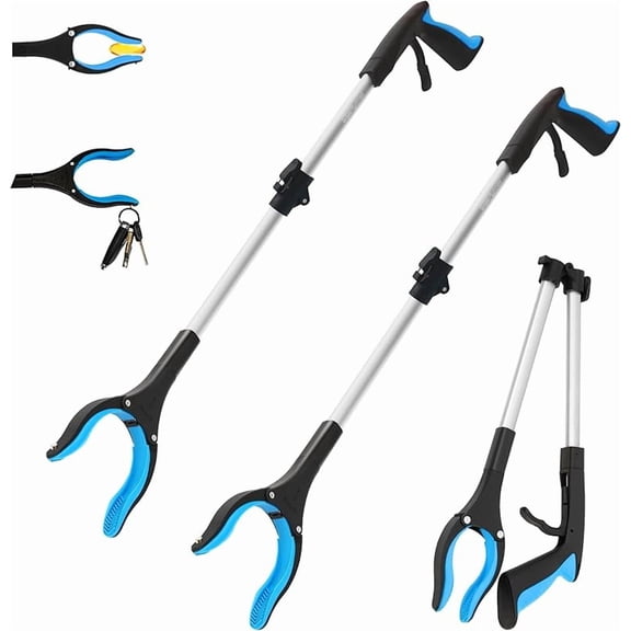 2 Pack 32 inch FDA Registered GrabRunner Heavy Duty(up to 10 lbs) Reacher Grabber Tool with Strong Magnetic (New Purple)