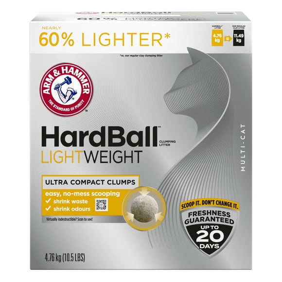 Arm & Hammer Hardball, Litière Agglomérante Légère, Nettoyage Facile et Sans Dégât, 4,76 KG