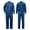 Blue, variant on Men's Cargo Denim Jacket Track Suit 2 Pieces Set Outfits Casual Multi Pockets Long Sleeve Button up Jacket and Jean Pants Set