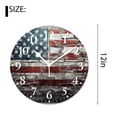 thumbnail image 2 of 12 Inch Wall Clock Battery Operated Silent Clock Decorative for Office, Kitchen, Outdoor, Living Room，Old American Flag on Grunge Retro Vintage Brick Print Drawing, 2 of 4