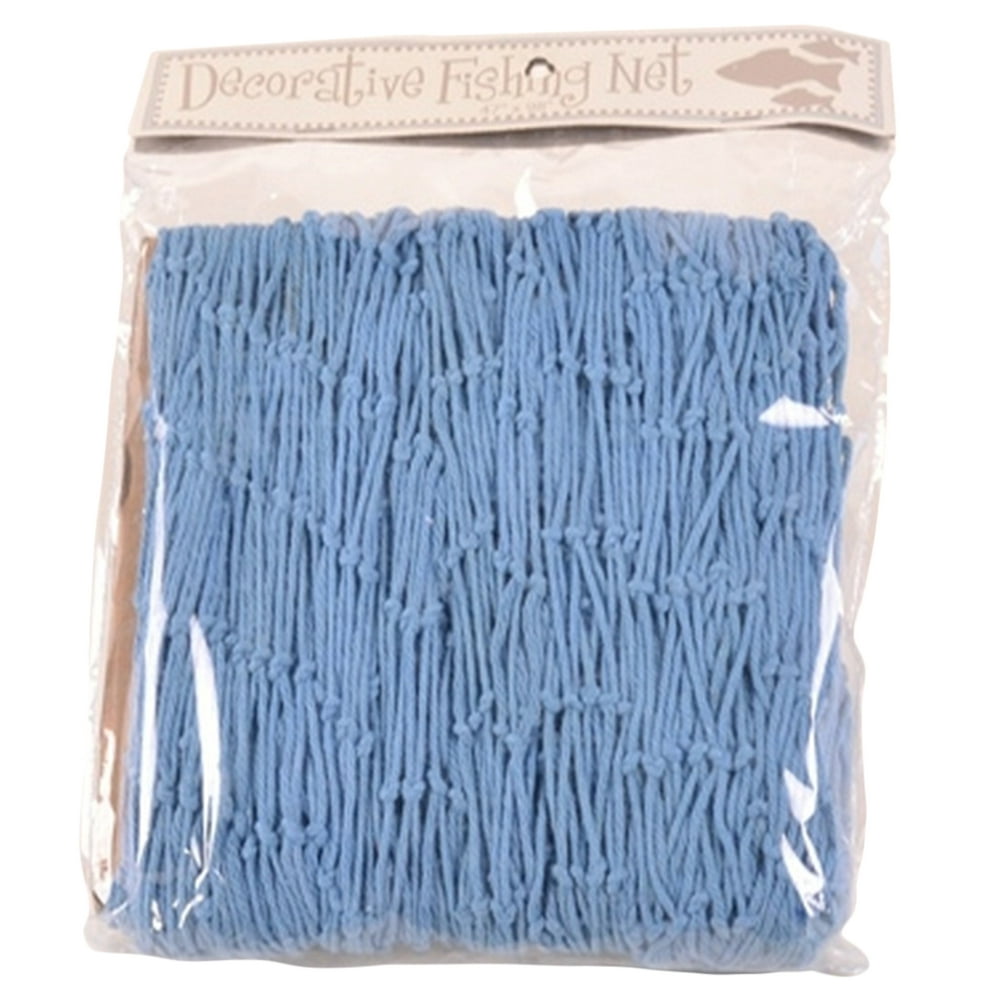 Decorative Blue Fishing Net Cotton Weave 98 X 47 Inches