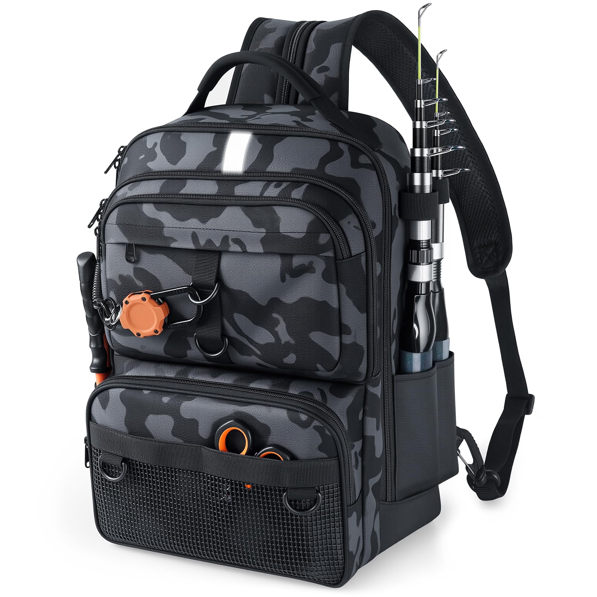 Fishing Backpack With Tackle Boxes And Rod Holder  24l Sling Bag Lures Kit Gear Gifts For Men Women - Camo