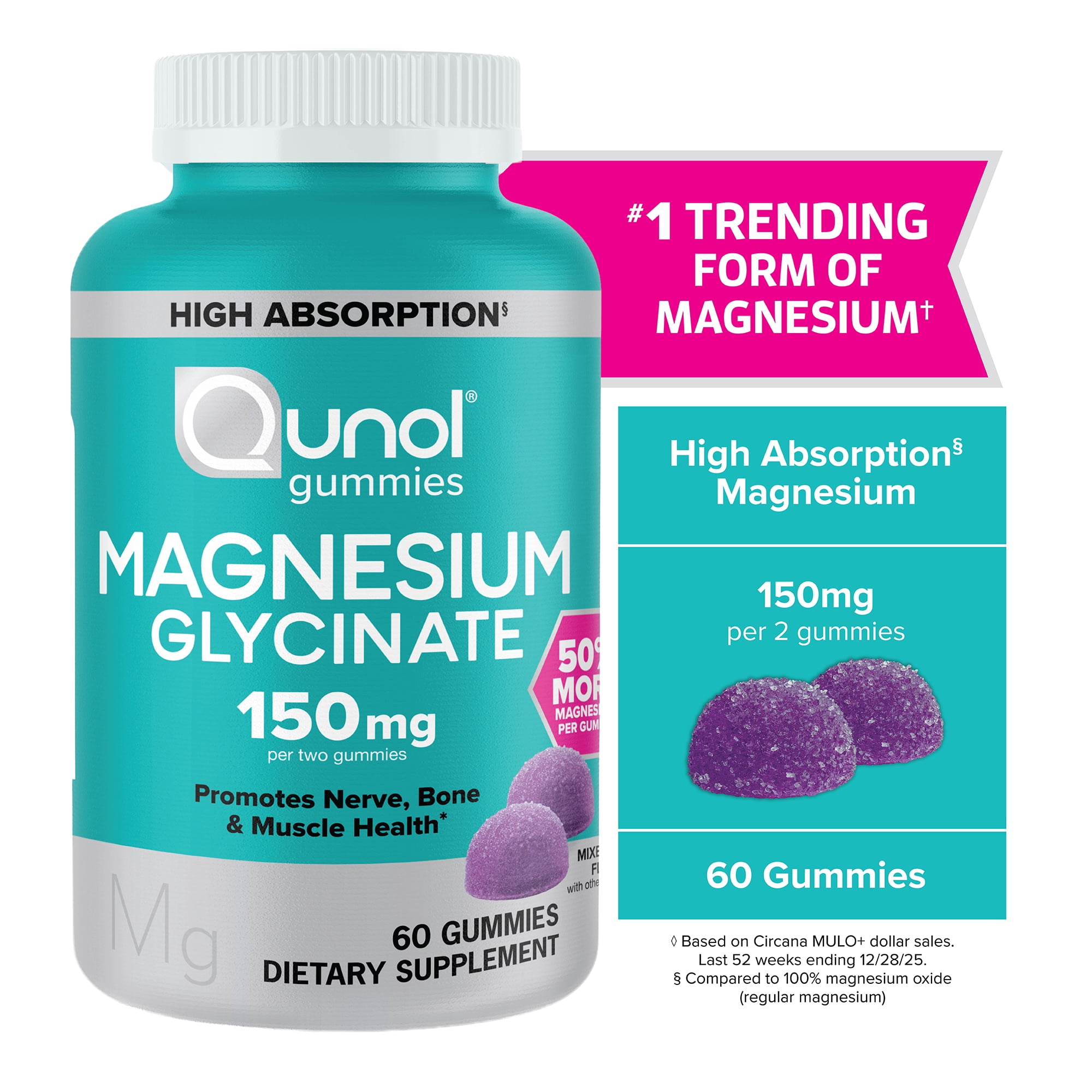 Qunol Magnesium Glycinate Gummy 150mg 60ct