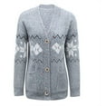 thumbnail image 4 of IROINNID Women's Comfy Mid-Length Graphic Prints Cardigan Open Front Long Sleeve Outwear, Gray, 4 of 5