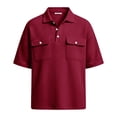 thumbnail image 4 of Afdoent Mens Polo Shirts Casual Half Sleeve Shirt Solid Color With Knit Front Pockets For Work Office Daily Wear Comfortable, 4 of 4