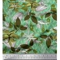 thumbnail image 1 of Soimoi Green polyester Crepe Fabric Artistic Leaves Print Sewing Fabric Yard 52 Inch Wide, 1 of 5