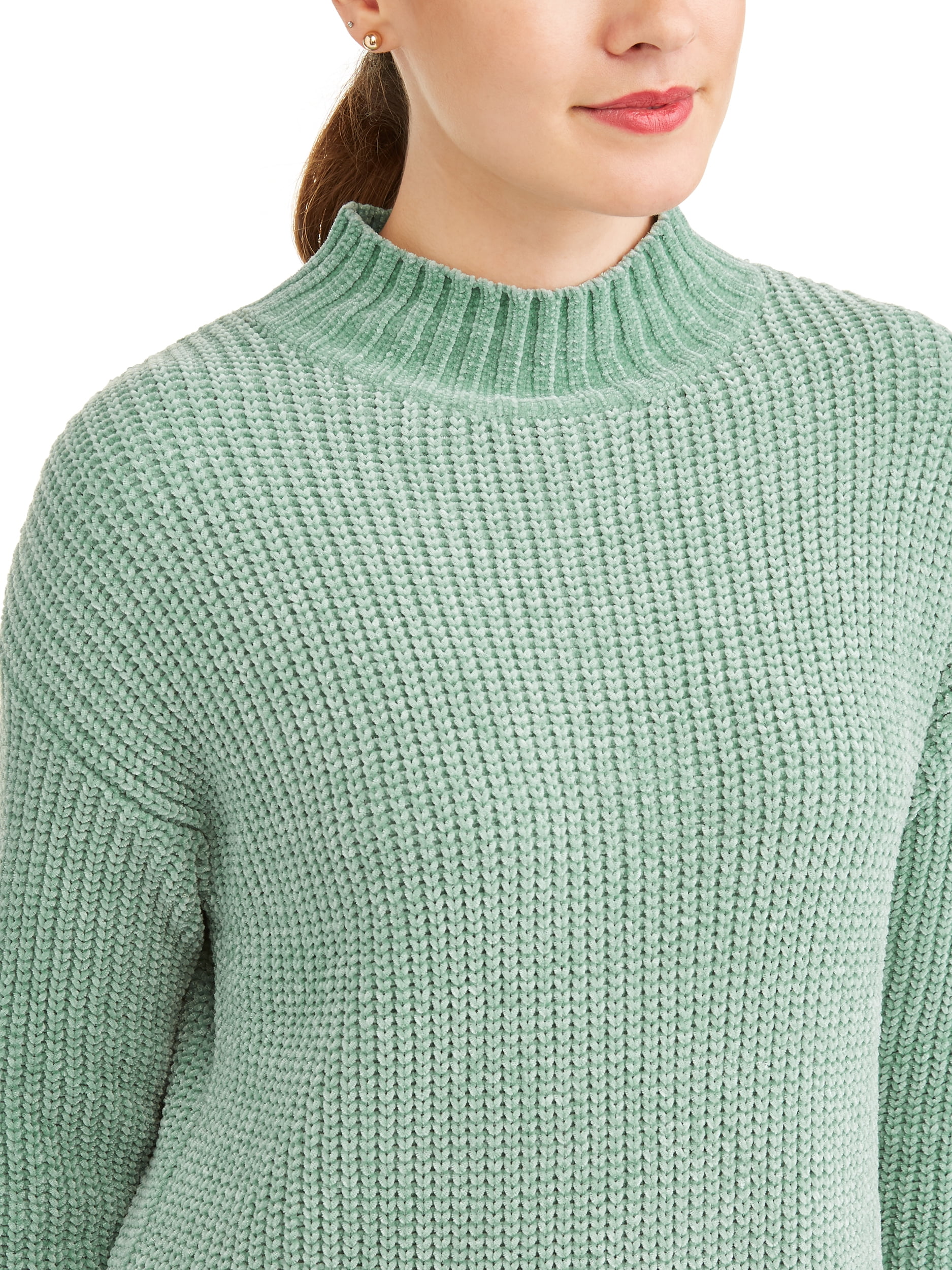 Mock Neck Chenille Sweater - Walmart 