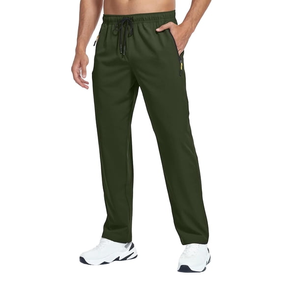 Guluxicc Men's Athletic Pants with Zipper Pockets Quick Dry Waterproof Breathable Long Straight Leg Trousers for Summer Outdoor Hiking Outfits