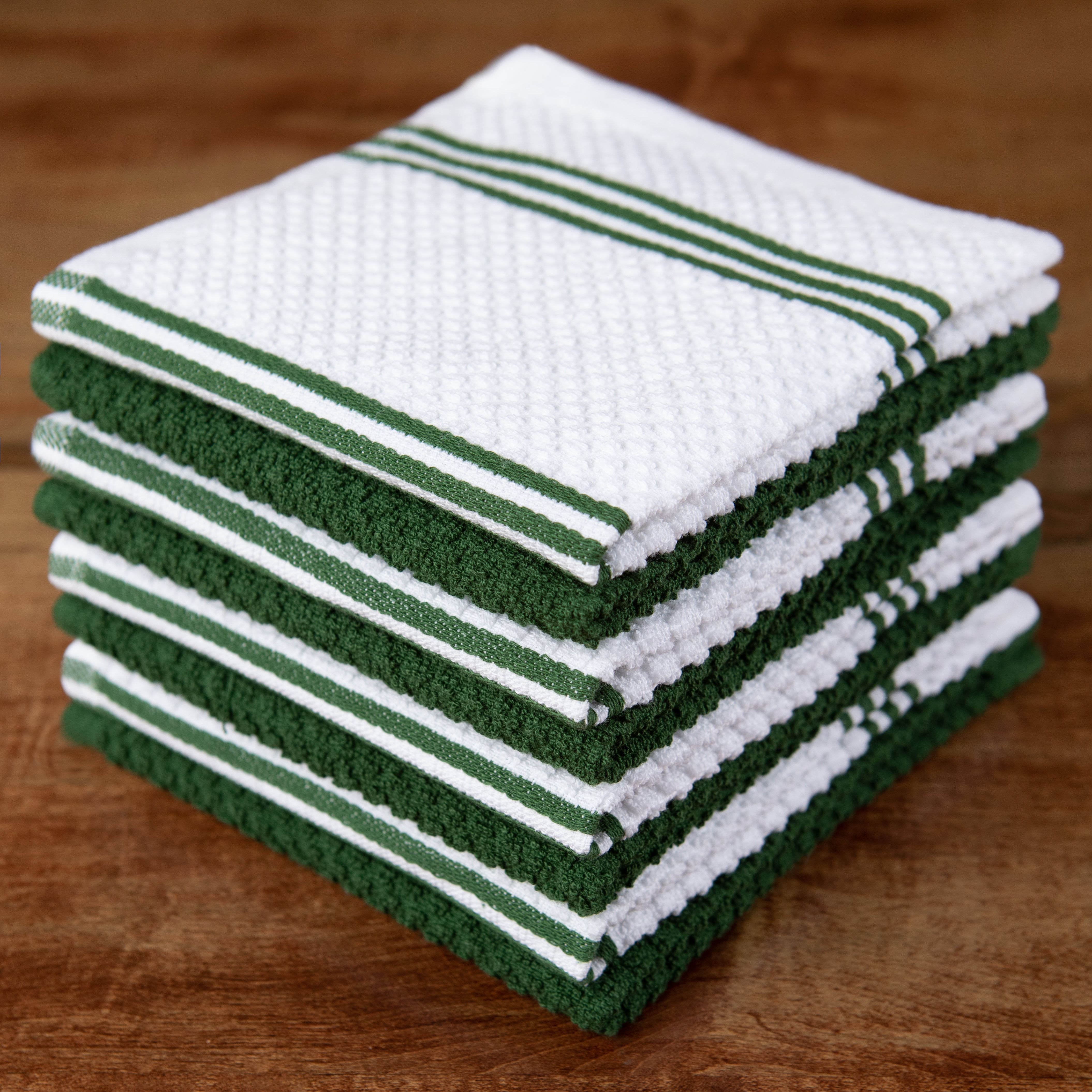 Kitchen Towels Dishcloths 100% Cotton, Set of 8, Green and White Dish Cloth  Towels, Tea Towels, Reusable and Absorbent Cleaning Cloths, Oeko-Tex  Cotton, 12 in x…
