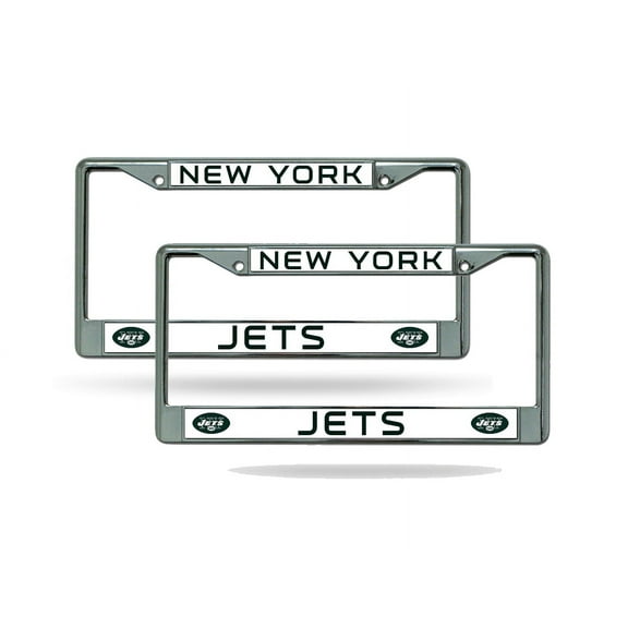New York Football Jets NFL Chrome Metal (2) License Plate Frame Set