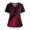 Wine, variant on Women's V-Neck Short Sleeve Scrub Top with Floral Print, Side Slits and Pockets, Comfortable Fit Workwear for Nurses Healthcare Workers and Medical Staff Army Green L