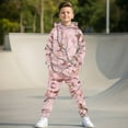 thumbnail image 5 of Uorisanigo 2 Piece Set Girls Boys Active Sweat Set – Soft Stylish Pink Camo Hunting Pullover Hoodie and Jogger Pants Sweatsuit Casual Clothes Fall Winter Outfits, 5 of 7