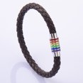 thumbnail image 2 of Pulsera de piel de vaca tejida, pulsera de arcoíris, colorida, moda, cobre, hebilla magnética, joyería, 2 of 5