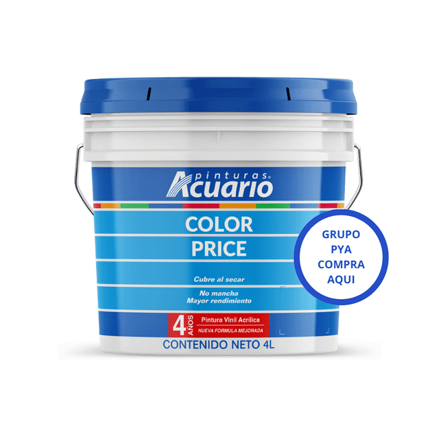 Pintura Vinílica Interiores Pinturas Acuario Color Price 4 Años 4 Litros Blanca
