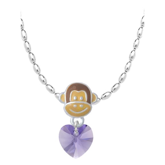 Delight Jewelry Hot Purple Crystal Heart Mia Monkey Charm Necklace