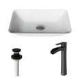thumbnail image 2 of VIGO Matte Shell Sottlie Glass Rectangular Vessel Bathroom Sink in White with Niko Faucet and Pop-up Drain in Matte Black, 2 of 11