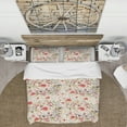 thumbnail image 3 of Designart 'Vintage Red Pink Flower and Leaves' Rustic Duvet Cover Set, 3 of 4