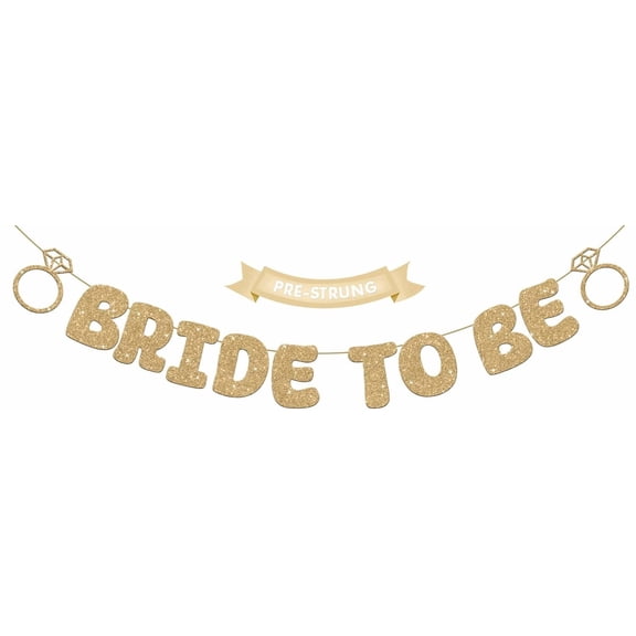 Pre-Strung Bride to Be Banner Champagne Gold Glitter Sign, Bridal Shower & Bachelorette Party Decorations, Engagement Party Garland for Wedding Celebration Décor