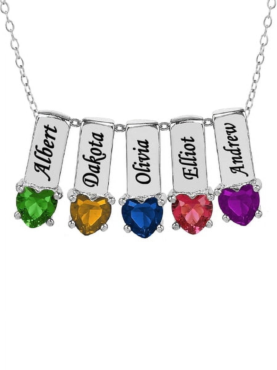 Personalized Family Charm Pendant with Up to 6 Heart-Shaped Birthstones