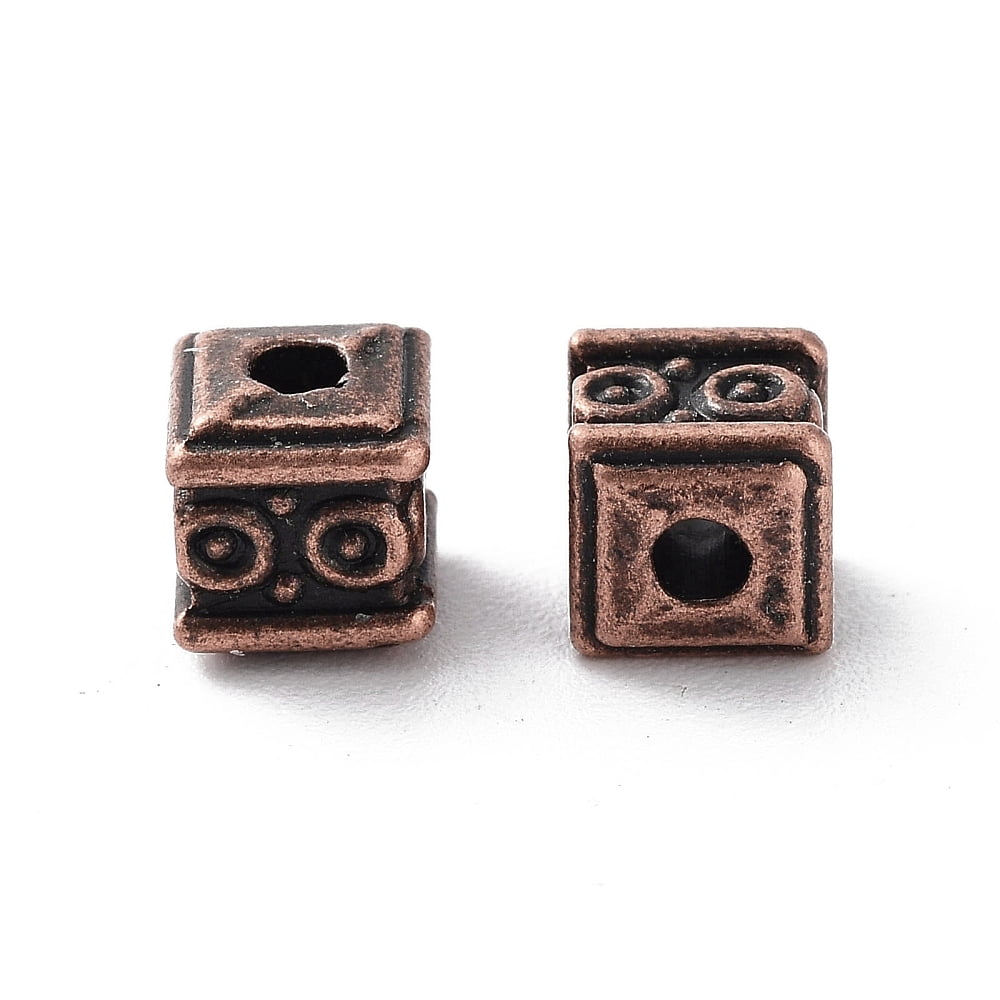 1000 g Tibetan style Alloy Beads Cadmium Free Lead Free Cube Red Copper 4.5x4.5x5mm Hole: 1.5mm 1818pcs/1000g
