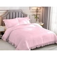 thumbnail image 2 of DNG Creations 1 Piece Vintage Ruffle Pattern Comforter Set Premium Ultra Soft 550 GSM All Season ( Oversized Queen Size ) 100% Egyptian Cotton Solid Baby Pink Colour, 2 of 8