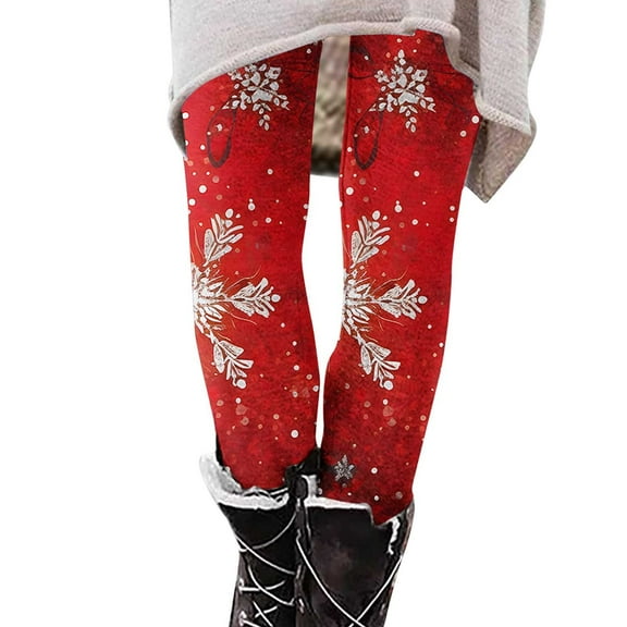 Mingw Yoga Pants for Women Party Christmas Snowflake Graphic Leggings High Waist Tummy Control Trousers,Multicolor,M