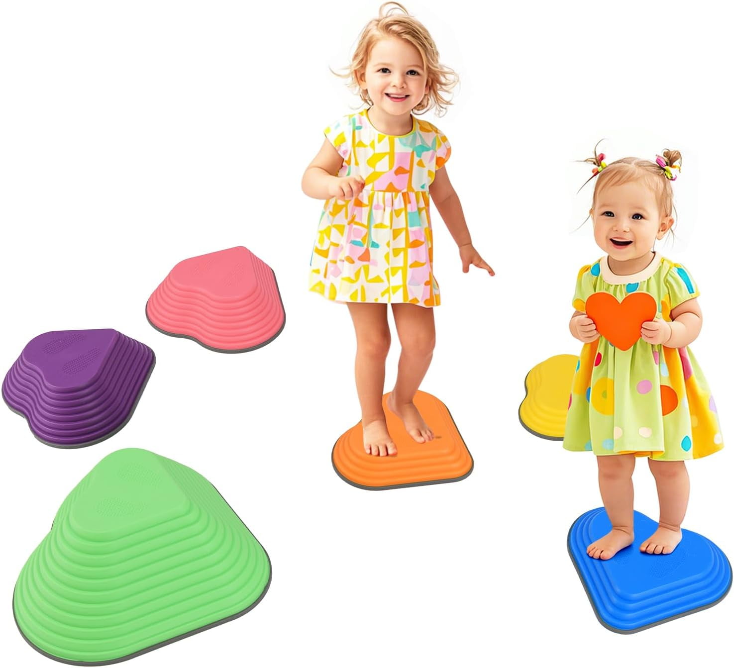 Pumtus Balance Stepping Stones For Kids - 5 Piece Non-Slip Obstacle Course Set
