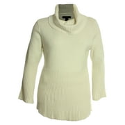 Style & Co Women's Long Bell Sleeve Cowl Neck Ribbed Sweater Medium Petite Warm Ivory
