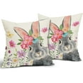 thumbnail image 2 of Easter Pillow Covers 18x18 Inch Set of 2 Bunny Easter Floral Rabbit Pillows Decorative Throw Pillows Spring Flower Rabbit Pillow Cases Cotton Linen Square Cushion Covers for Couch Bed Sofa Chair Decor, 2 of 6