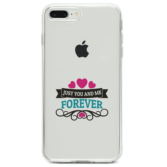 DistinctInk Clear Shockproof Hybrid Case for iPhone 7 PLUS / 8 PLUS (5.5" Screen) TPU Bumper Acrylic Back Tempered Glass Screen Protector - Just You And Me Forever