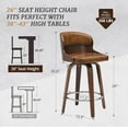thumbnail image 7 of Dycanpo 26”Bar Stools Swivel, Wood Counter Height Bar Stools Set of 4 for Home Bar, Brown, 7 of 7