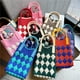 thumbnail image 2 of Bolso para teléfono móvil a cuadros, bolso bandolera para mujer, pequeño, lindo, ligero, para las cuatro estaciones, bolso de punto, 2 of 6