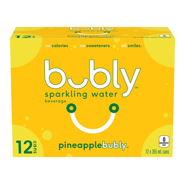 Bubly Pineapple Sparkling Water 12 x355 mL, Cans