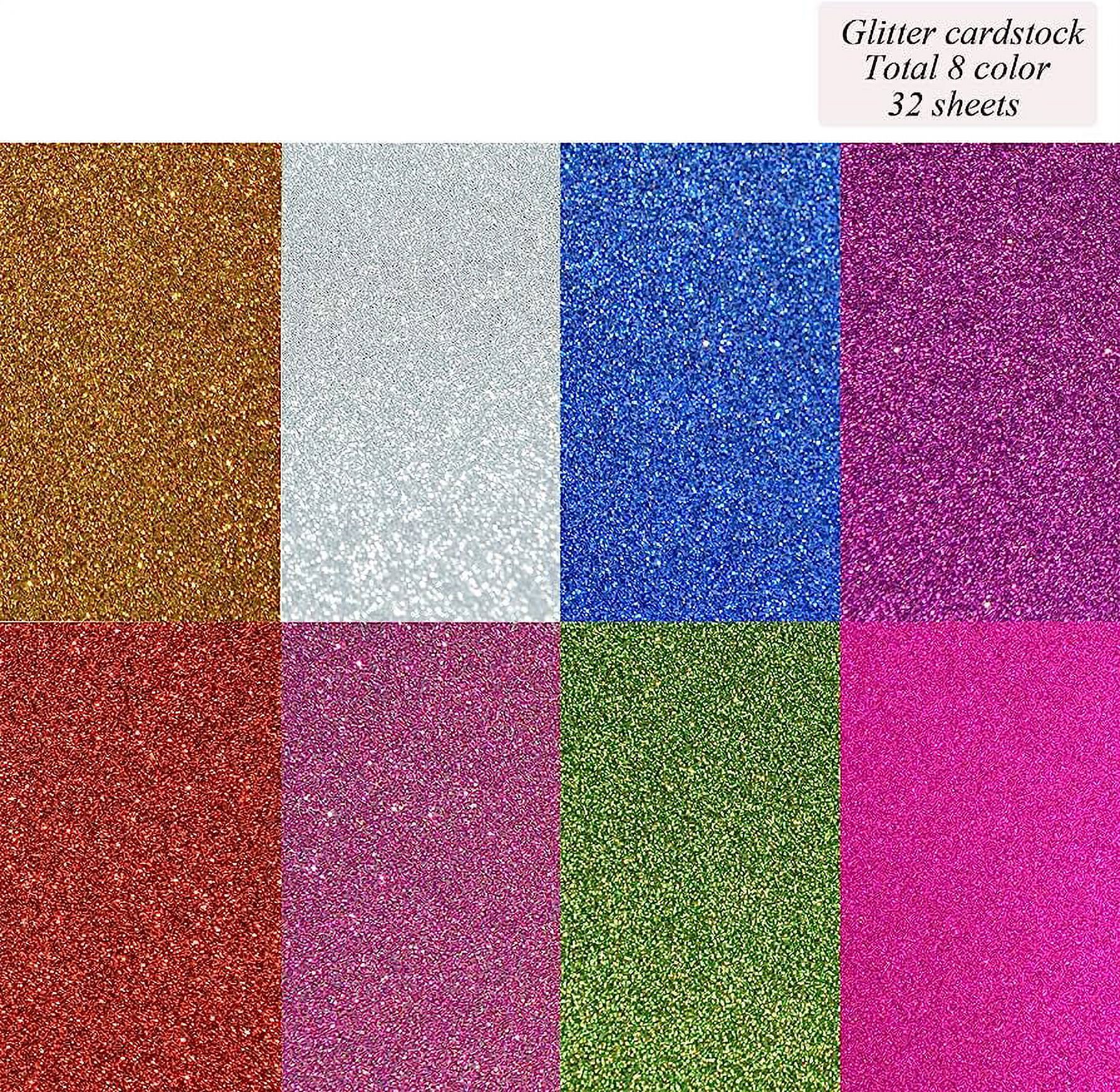 Colorbok Solid Primary Multicolor Glitter Cardstock Paper, 6"x6", 121 lb./180 gsm, 12 Sheets