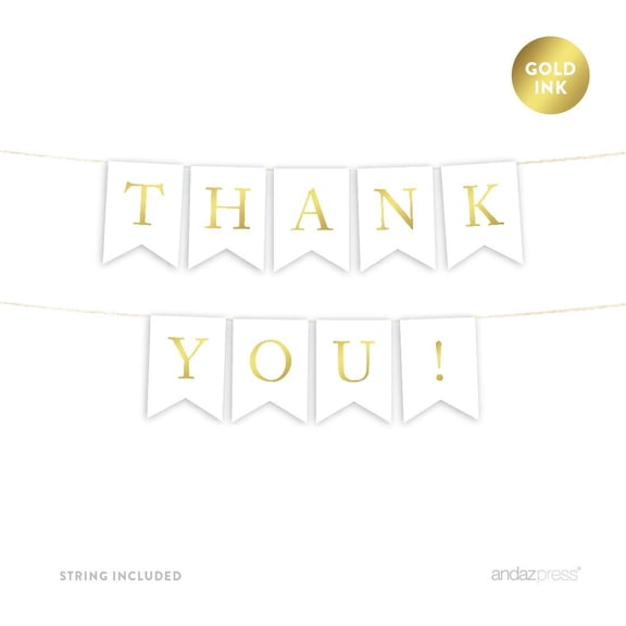 Thank You! Gold Ink Pennant Party Banner