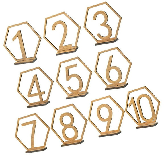Wood Table Numbers for Wedding Decoration Light Brown with Base 110 Included Fits Banquet Party Events