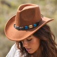 thumbnail image 4 of Qwertyu Western Cowboy Hat for Men Women Classic Fedora Hat with Buckle Belt Orange, 4 of 6