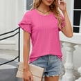 thumbnail image 6 of Diufon Summer Tops for Women Crew Neck Ruffle Short Sleeve Shirts Casual Loose Tunic Clothes, 6 of 7