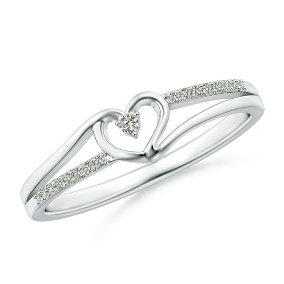 ANGARA Natural Diamond Heart Promise Ring in 14K White Gold for Women (Size-1.5mm | Color-K | Clarity-I3) | April Birthstone, Birthday, Anniversary, Jewelry Gift for Women | Natural Diamond Ring