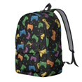 thumbnail image 2 of Game Controller Black Pattern Backpack for School, Cute School Bag with Adjustable Shoulder Straps and Padded Back, 15.7"x11.8"x5.5", 2 of 5